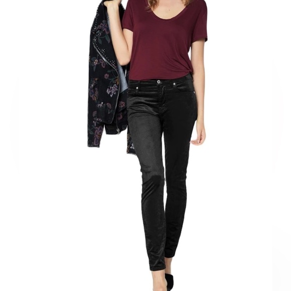 JEN 7 by 7 FOR ALL MANKIND Velvet Ankle Skinny Pants Black Size 6 - Picture 1 of 10